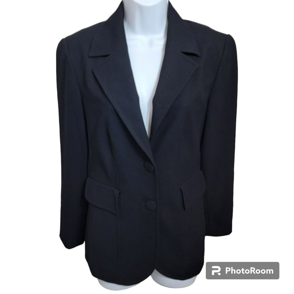Coldwater Creek Blazer, Women 8, Solid Black Two Button Closure, Pockets, EUC